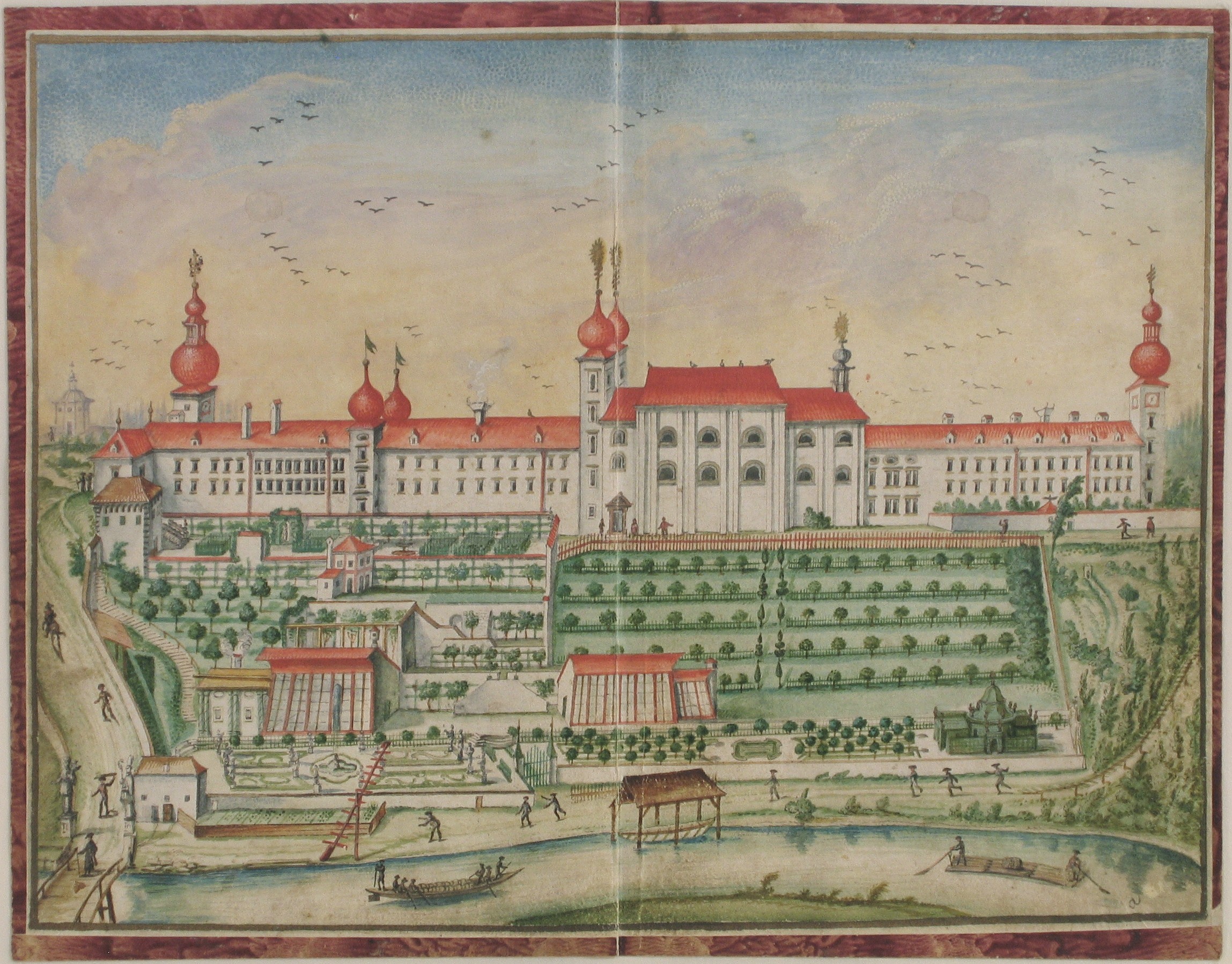 Stift Lambach, Historische Ansicht, gezeichnet