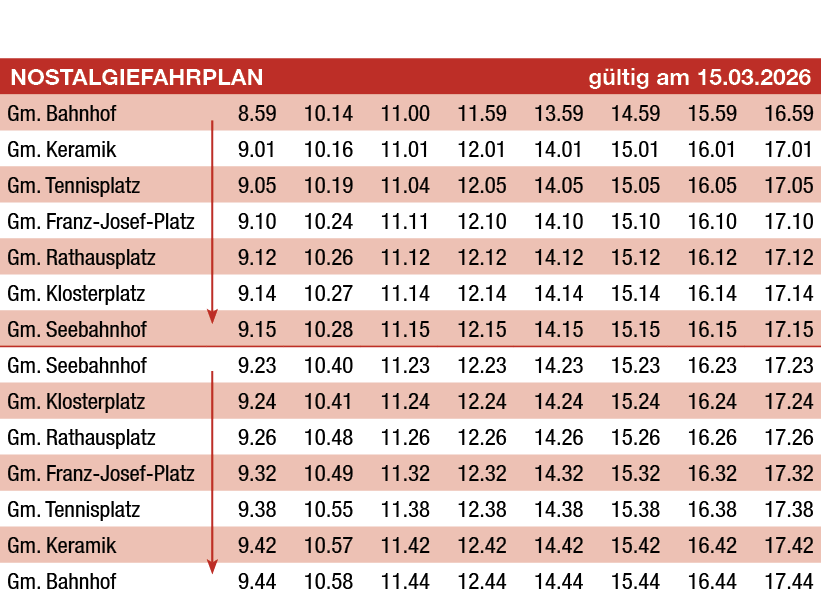 Fahrplan Liebstattsonntag Nostalgietram 2026