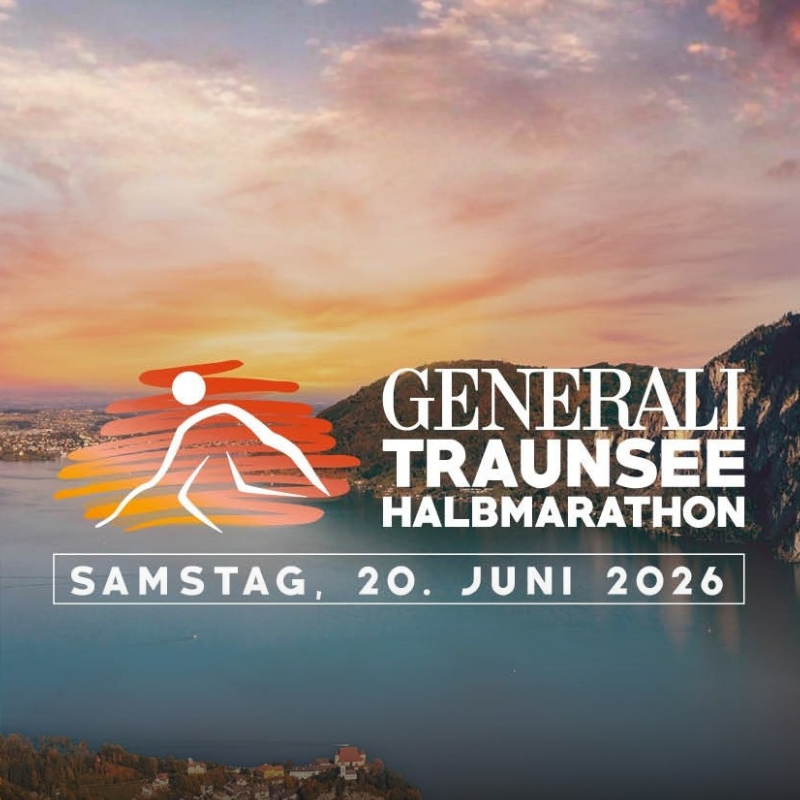 Titelbild zum Traunseehalbmarathon, mit Veranstalter Generali und dem Datum: Samstag, 20.06.2026
